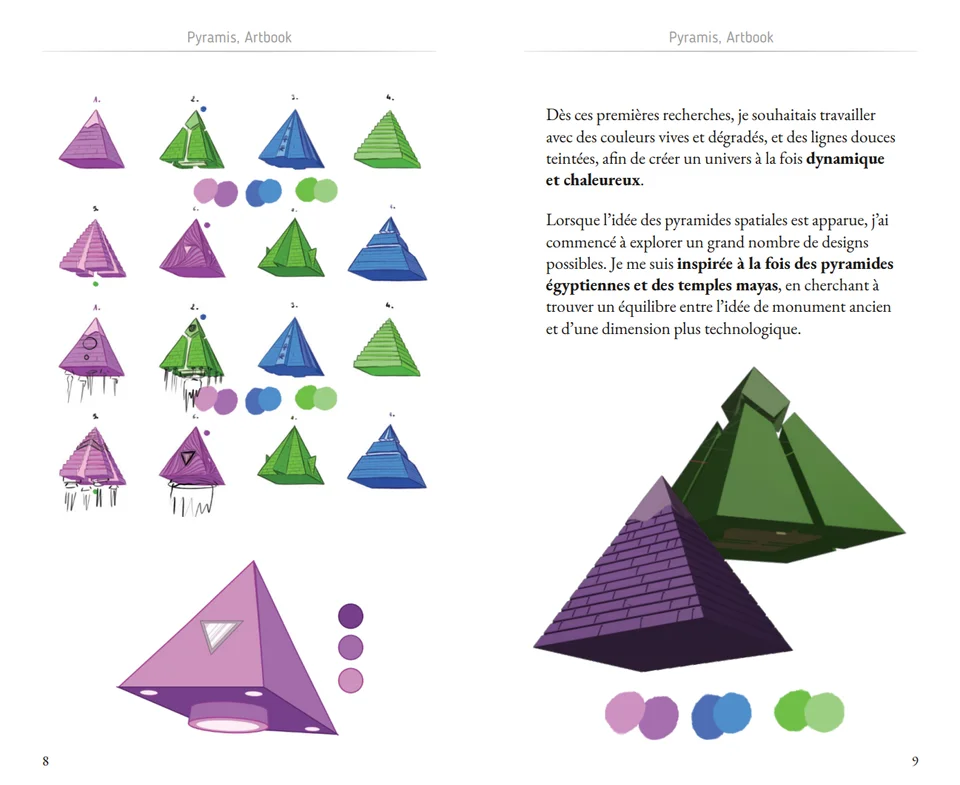 Shape and colour studies for the space pyramids